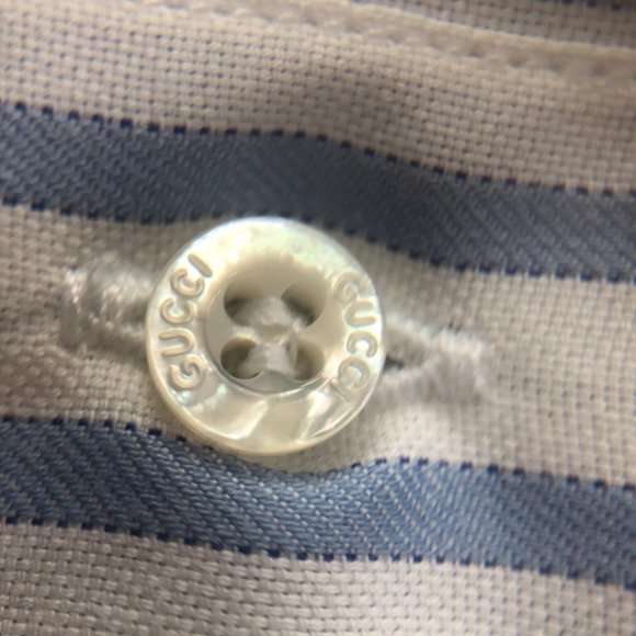 Gucci White and Blue Striped Classic Button Down Shirt - Picture 5 of 9